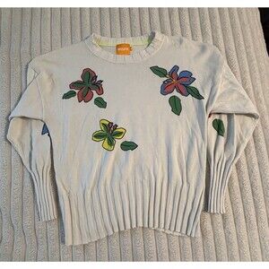 Wispr Wmns Silk Blend Colorful Floral Lightweight Sweater M Cozy Quiet Luxury
